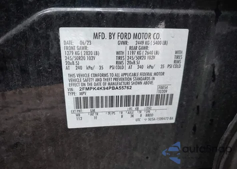 2023 Ford Edge Titanium from USA, damaged, VIN 2FMPK4K94PBA55762